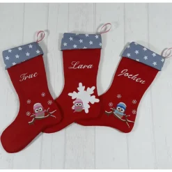 Nikolausstiefel mit Namen und Eulenstickerei, Nikolausstrumpf, Nikolausstiefel personalisiert