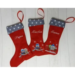 Nikolausstiefel mit Namen und Eulenstickerei, Nikolausstrumpf, Nikolausstiefel personalisiert