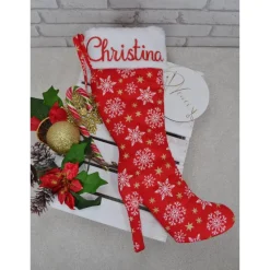 Nikolausstiefel personalisiert Highheel aus Stoff zum Befüllen