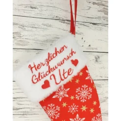 Nikolausstiefel personalisiert Highheel aus Stoff zum Befüllen