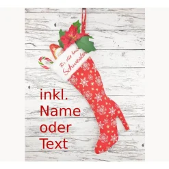 Nikolausstiefel personalisiert Highheel aus Stoff zum Befüllen