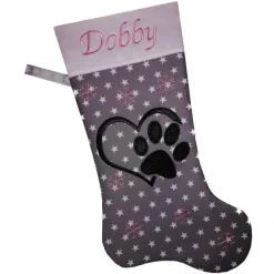 Nikolausstiefel Pfote und Herz mit Namen