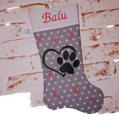 Nikolausstiefel Pfote und Herz mit Namen