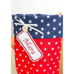 Nikolausstiefel rot beige Sterne mit  Namen personalisiert / Nikolaus Socke / Stiefel / Strumpf aus Stoff