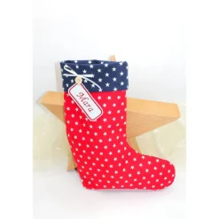 Nikolausstiefel rot beige Sterne mit  Namen personalisiert / Nikolaus Socke / Stiefel / Strumpf aus Stoff