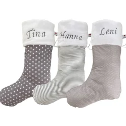 Nikolausstrumpf XXL / Nikolausstiefel / Nikolaussocke mit Namen personalisiert in grau