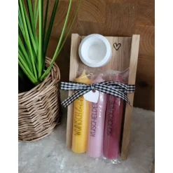 Nimm dir was du brauchst Geschenkset – Personalisierte Kerzen & Raysin Deko für Frauen - kleines Mitbringsel für Freundin - Danke sagen - Kleinigkeit schenken