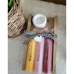 Nimm dir was du brauchst Geschenkset – Personalisierte Kerzen & Raysin Deko für Frauen - kleines Mitbringsel für Freundin - Danke sagen - Kleinigkeit schenken