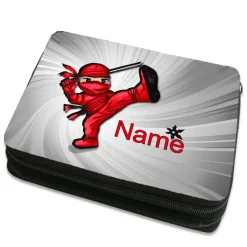 Ninja Federmäppchen inkl. Inhalt mit Name / personalisierbar