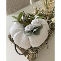 Nostalgie Kürbis aus weißem Leinen Herbstdeko im Landhausstil