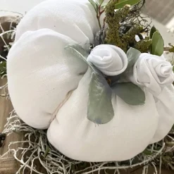 Nostalgie Kürbis aus weißem Leinen Herbstdeko im Landhausstil
