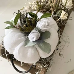 Nostalgie Kürbis aus weißem Leinen Herbstdeko im Landhausstil