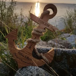 Odin Anker Holz Personalisiert Gravur Geschenk Hochzeitstag Jahrestag Goldene Hochzeit Silberhochzeit Holzanker