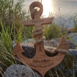 Odin Anker Holz Personalisiert Gravur Geschenk Hochzeitstag Jahrestag Goldene Hochzeit Silberhochzeit Holzanker
