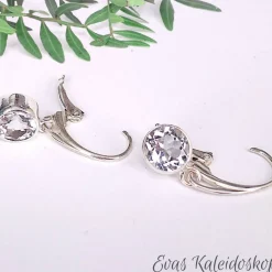 Ohrbrisuren mit großen runden Weißtopasen in Silberfassung