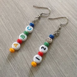 Ohrhänger ' ABC' und '1,2,3,' nettes Geschenk zur Einschulung / 1. Schultag