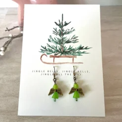 Ohrringe * Schutzengel * Grün * Ohrhaken Kupfer * Grußkarte Weihnachten * Geschenkidee