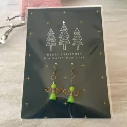 Ohrringe * Schutzengel * Grün * Ohrhaken Kupfer * Grußkarte Weihnachten * Geschenkidee