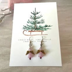 Ohrringe * Schutzengel * Rosa* Ohrhaken Bronze* Grußkarte Weihnachten * Geschenkidee