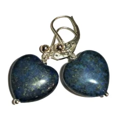 Ohrringe blau Lapislazuli Herz jeansblau an 925er Silber Lapslazuliohrringe handgemacht Geschenk für sie