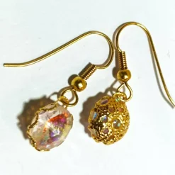 Ohrringe funkelnd Regenbogen pastell Rivoli Kristallglas handgemacht goldfarben