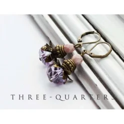 Ohrringe, marmoriert, Perlen, lila, flieder, romantisch, boho, Anhänger, antik, vintage, Hochzeit, Geschenk, orientalisch, Metallperlen