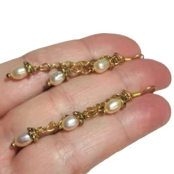 Ohrringe Perlen rosa flieder an Gliederkette goldfarben Perlenohrringe Brautschmuck