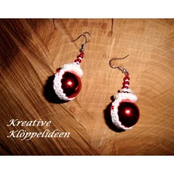 Ohrringe rot weiß Christbaumkugel Weihnachtskugel