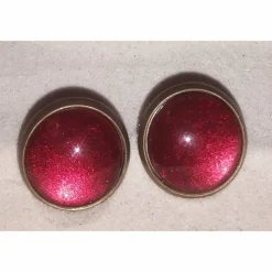 Ohrringe u Ringe Cabochonschmuck verschiedene Fassungen handbemalt dunkelrot schimmernd