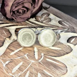 Ohrringe u Ringe Cabochonschmuck verschiedene Fassungen handbemalt silber schimmernd glitzer