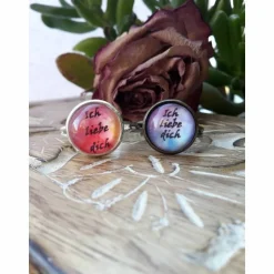 Ohrringe und Ringe Cabochonschmuck verschiedene Fassungen ich liebe dich