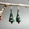 Ohrringe Weihnachtsbaum sehr fein aus Baumwolle gehäkelt mit Silber-Ohrhaken