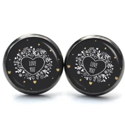 Ohrstecker Ohrhänger Clipse Valentinstag Herz Liebe schwarz love you - verschiedene Größen - Edelstahl - Geschenkidee
