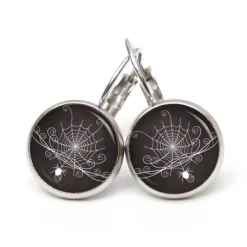 Ohrstecker, Ohrhänger, Clipse Halloween Spinne Spinnennetz schwarz weiß