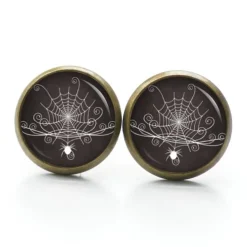 Ohrstecker, Ohrhänger, Clipse Halloween Spinne Spinnennetz schwarz weiß