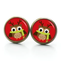 Ohrstecker, Ohrhänger, Clipse Weihnachten Eule Weihnachtseule XMas Christmas