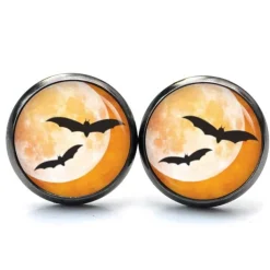 Ohrstecker, Ohrhänger, Clipse Halloween Fledermaus Mond