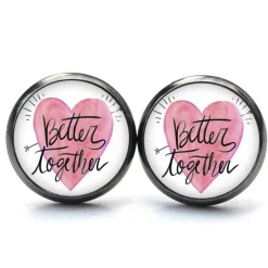 Ohrstecker Ohrhänger Clipse Valentinstag Herz Liebe rosa better together - verschiedene Größen - Edelstahl Geschenkidee
