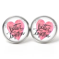 Ohrstecker Ohrhänger Clipse Valentinstag Herz Liebe rosa better together - verschiedene Größen - Edelstahl Geschenkidee