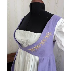 Open Robe Überkleid Regency aus Leinen mit Stickerei
