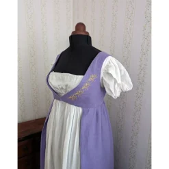 Open Robe Überkleid Regency aus Leinen mit Stickerei