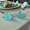Origami Segelboote Tischdeko Pfau Feder Blau Grün – Für Konfirmation, Taufe & Hochzeit (10 Stück)