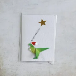 Origami Weihnachtskarte Dinosaurus mit Stern - Einzigartige Weihnachtskarte - Frohe Weihnachten - Papierkunst