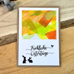 Original Osterkarte mit süßen Häschen. Perfekt für liebe Ostergrüße. Faltkarte mit Kuvert