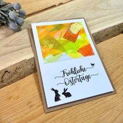 Original Osterkarte mit süßen Häschen. Perfekt für liebe Ostergrüße. Faltkarte mit Kuvert