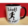Originelle Geschenke für Läufer | Läuferin Tasse mit Spruch Läuft bei mir | Fitness Marathon Laufen Marathon Joggen Sport Frauen Geschenk