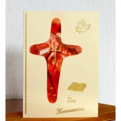Originelle Kommunionkarte  - Unikat mit Encaustic-Malerei