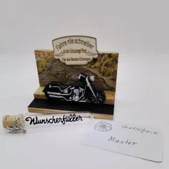 Origineller Motorrad Gutscheinhalter aus Holz – Geburtstagsgeschenk für Biker, personalisierbar,aus Keraflott vereint mit Holz