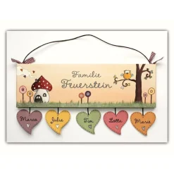 originelles Einzugsgeschenk: Türschild Familie personalisiert mit Name, Geschenk zum Einzug Haus oder Wohnung, individuell handgemalt, wetterfest & dekorativ, originelles Familiengeschenk