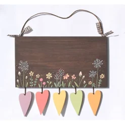 Originelles Einzugsgeschenk: Personalisiertes Türschild Familie aus Holz – Wetterfest, Handgemalt & Exklusiv, individuelles Geschenk Haustürschild mit Blumenmotiv